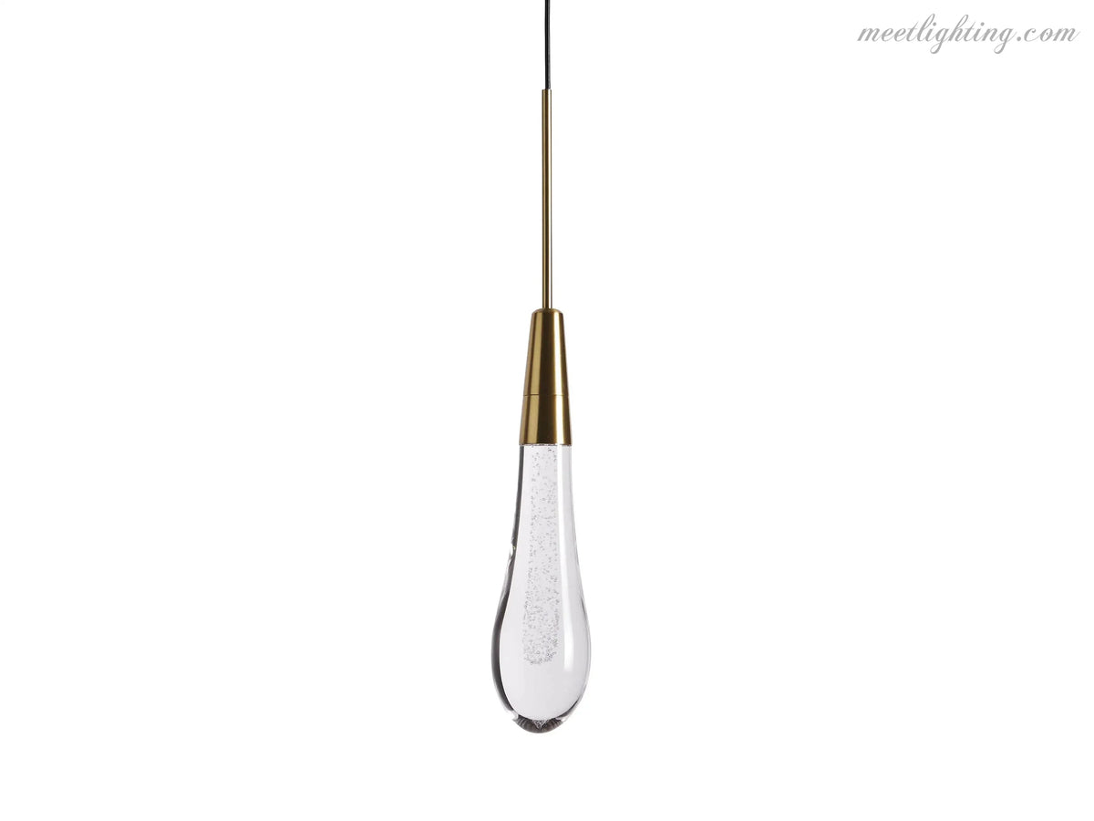 Seeded Glass Teardrop Pendant Light Dimmable LED for Kitchen Island Dining Room Entryway Adjustable Cord Vaulted Ceiling Compatible