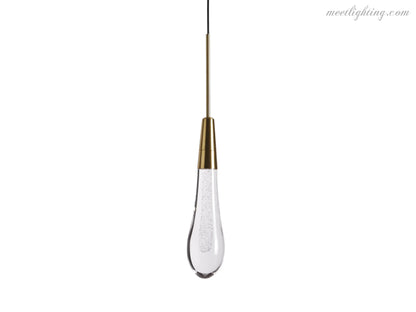 Seeded Glass Teardrop Pendant Light Dimmable LED for Kitchen Island Dining Room Entryway Adjustable Cord Vaulted Ceiling Compatible