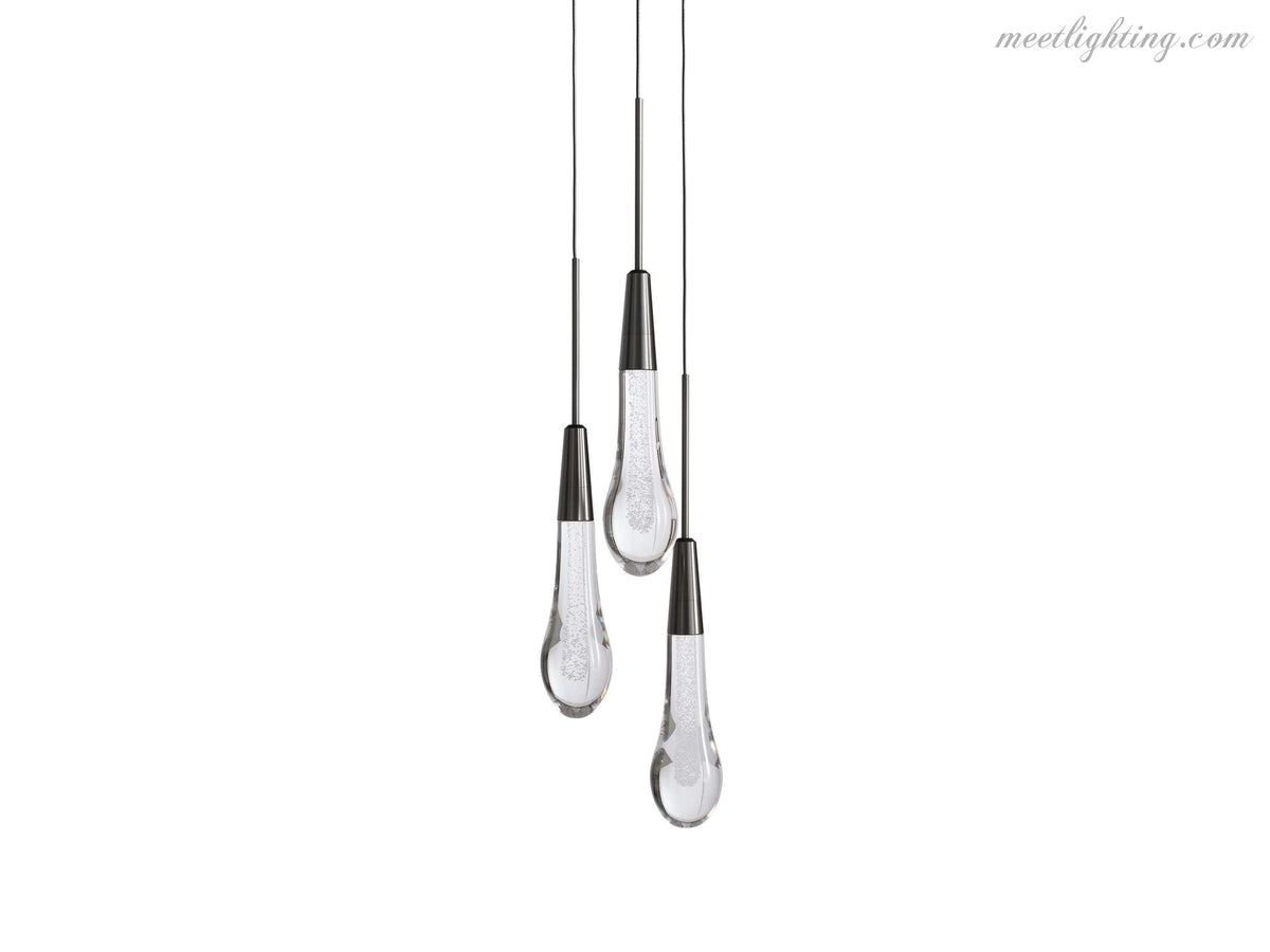 Seeded Glass Teardrop Pendant Light Dimmable LED for Kitchen Island Dining Room Entryway Adjustable Cord Vaulted Ceiling Compatible
