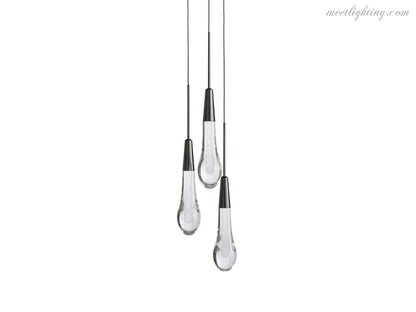 Seeded Glass Teardrop Pendant Light Dimmable LED for Kitchen Island Dining Room Entryway Adjustable Cord Vaulted Ceiling Compatible