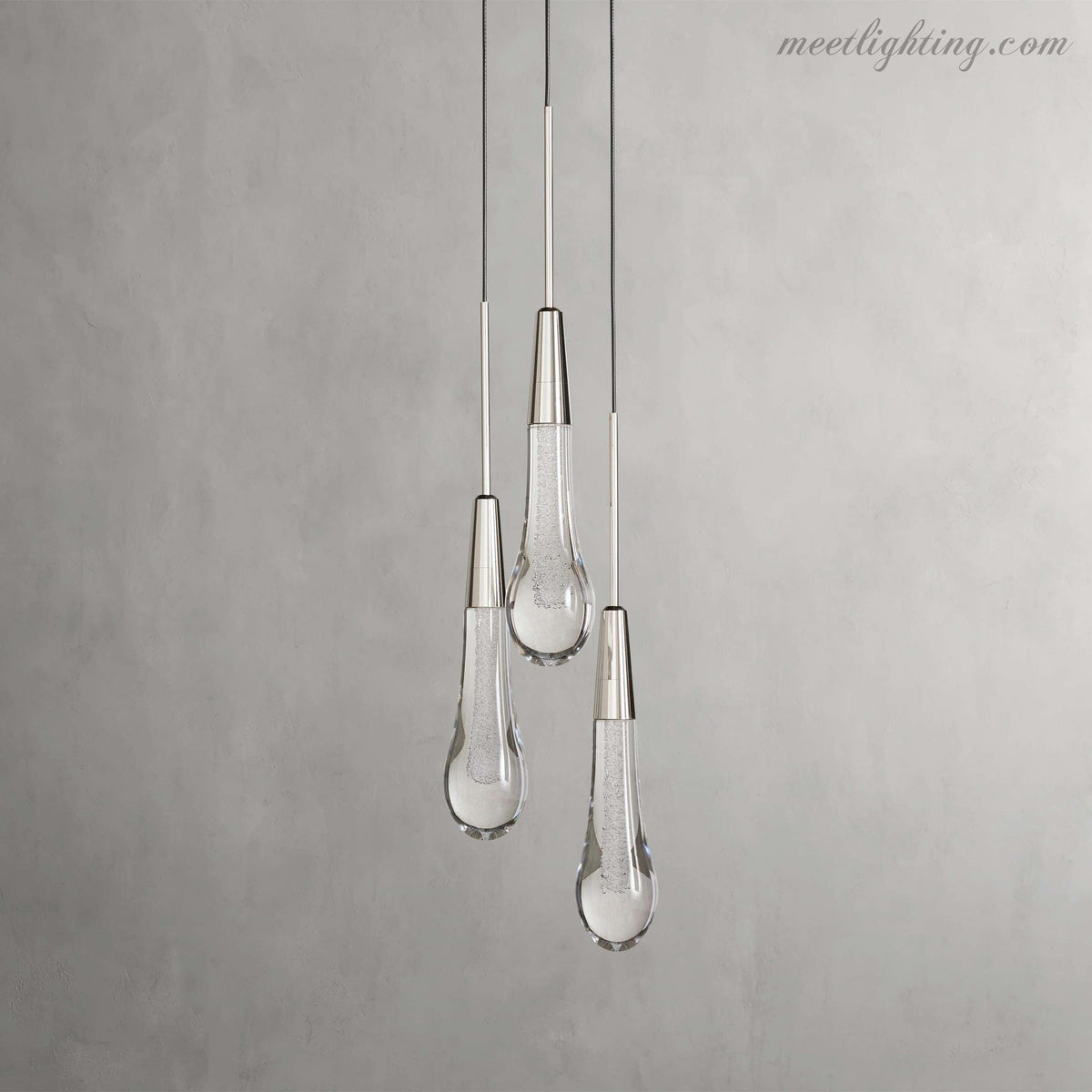 Seeded Glass Teardrop Pendant Light Dimmable LED for Kitchen Island Dining Room Entryway Adjustable Cord Vaulted Ceiling Compatible
