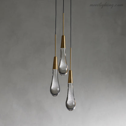 Seeded Glass Teardrop Pendant Light Dimmable LED for Kitchen Island Dining Room Entryway Adjustable Cord Vaulted Ceiling Compatible