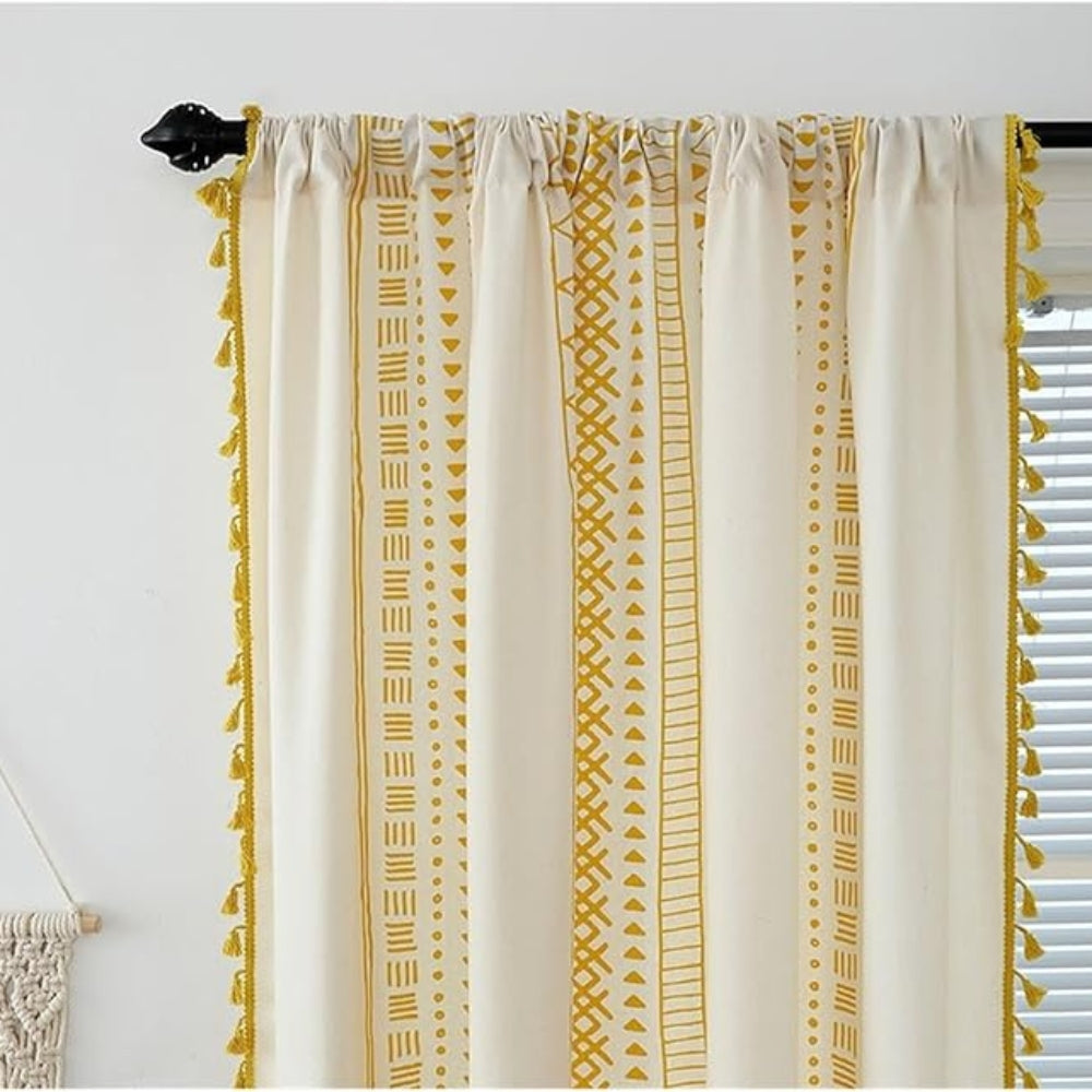 Solara Light Curtain - Embroidered Microfiber, Elegant Tassel Design
