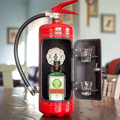 Fire Extinguisher Mini Bar Cabinet – Industrial Metal Drink Station for Man Cave & Living Room
