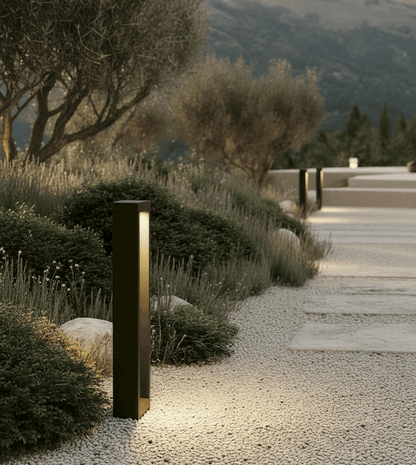 Weatherproof Pathway Bollard Light 24 Inches Tall Dual-Lens Aluminum Housing LED Walkway Fixture Yard Landscaping Illumination Outdoor Drive