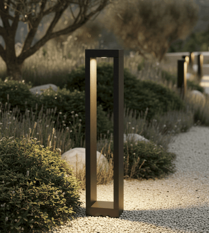 Weatherproof Pathway Bollard Light 24 Inches Tall Dual-Lens Aluminum Housing LED Walkway Fixture Yard Landscaping Illumination Outdoor Drive