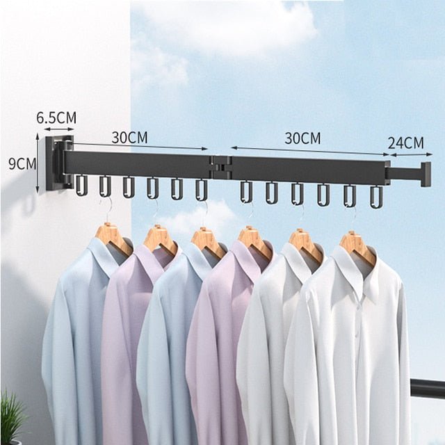 Space Saver | Wall Mounted Clothes Drying Rack with Retractable Design | Space-Saving Solution for Compact Laundry Areas
