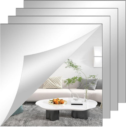 Shatter-Proof Mirror Film Self-Adhesive Reflective Sheet for Walls Doors Furniture Safety 20x39 inches Trim-to-Fit PET Plastic Home Decor Ki