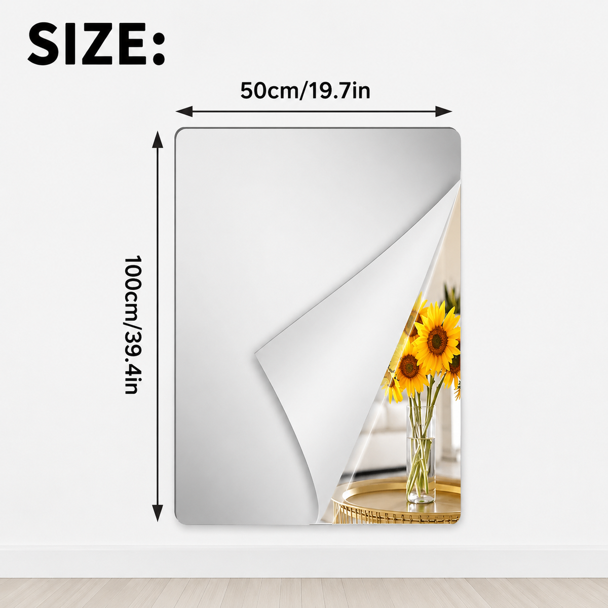 Shatterproof Mirror Film Sheet | Self-Adhesive Reflective Surface | Trim-to-Fit Wall Decal | Crystal Clear Finish for Walls, Doors &
