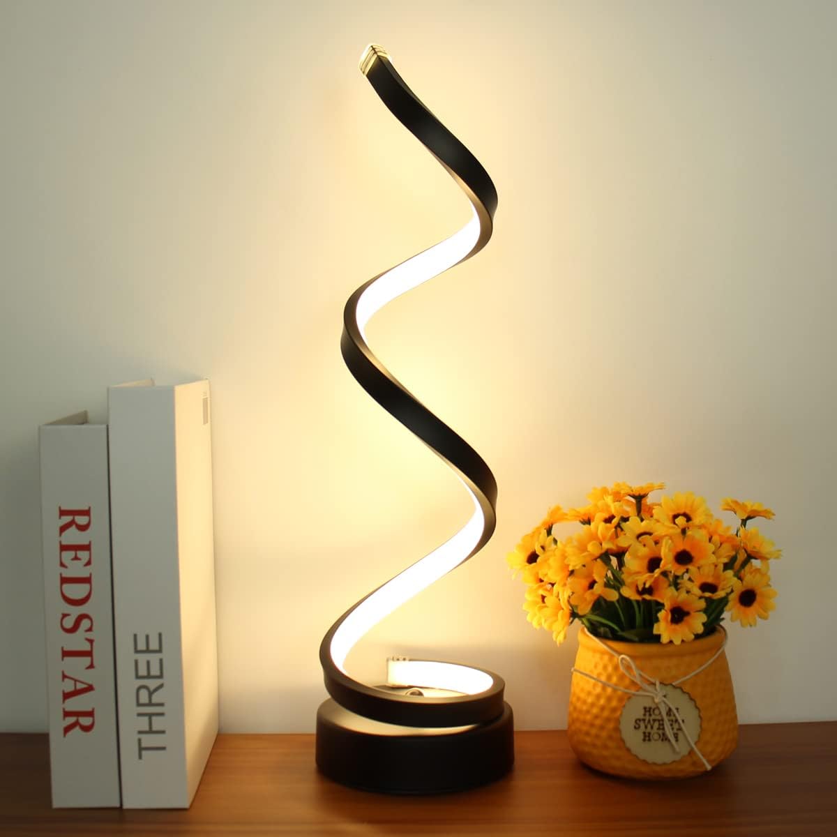 Curved Metal Desk Lamp with Dimmable LED Light and 3 Color Modes for Bedroom Office and Living Room