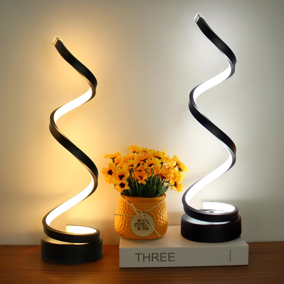 Curved Metal Desk Lamp with Dimmable LED Light and 3 Color Modes for Bedroom Office and Living Room
