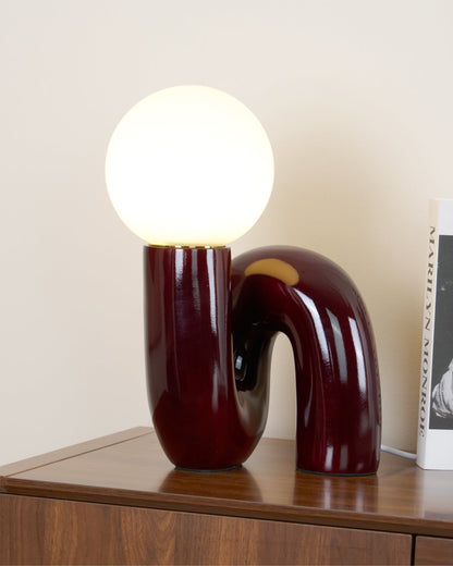Twisted Glass Accent Lamp for Desk & Nightstand — 10 in Sculptural Design in Pink, Blue, White & Red — LED Glow for Bedroom, Living Room & O