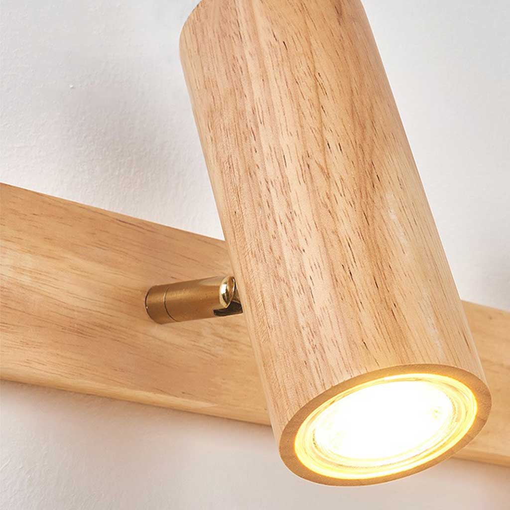 Rotating Track Spotlight with Wood Accent – Single or Multi-Head LED Fixture for Living Room, Bedroom & Home Office – Adjustable Directional
