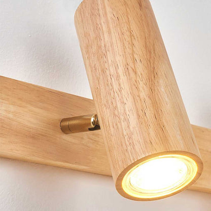 Rotating Track Spotlight with Wood Accent – Single or Multi-Head LED Fixture for Living Room, Bedroom & Home Office – Adjustable Directional