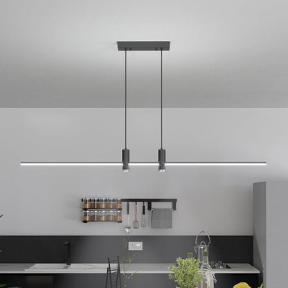 Sleek Overhead Linear LED Fixture 31.5 in Aluminum with Adjustable Spots for Kitchen Island Dining Table Modern Suspension Lamp in Black or