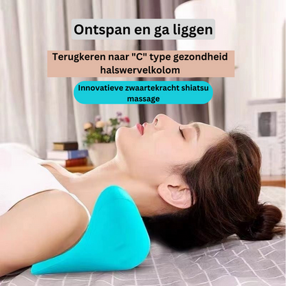 Cervical Spine Traction Cushion Blue EVA Foam 8.5×7.9×4.3 Inches Portable Shoulder Tension Relief Device for Home Bed Sofa Chair
