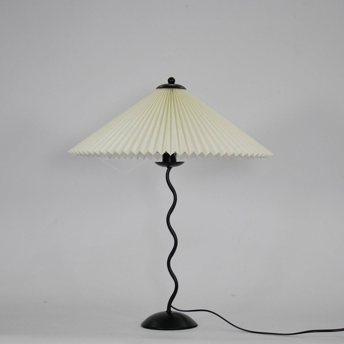 Sculptural Desk Lamp with Gathered Shade & Arc Base 17-inch Beige White Green Black Nightstand Light for Bedroom Living Room Accent