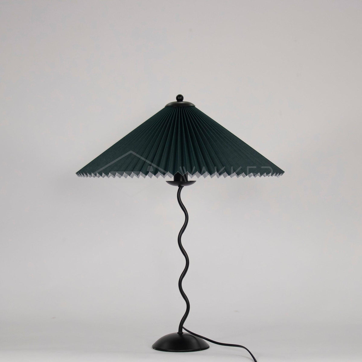 Sculptural Desk Lamp with Gathered Shade & Arc Base 17-inch Beige White Green Black Nightstand Light for Bedroom Living Room Accent