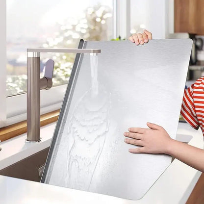 Non-Slip Base Stainless Steel Cutting Board with Elevated Edge