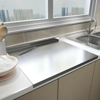 Non-Slip Base Stainless Steel Cutting Board with Elevated Edge