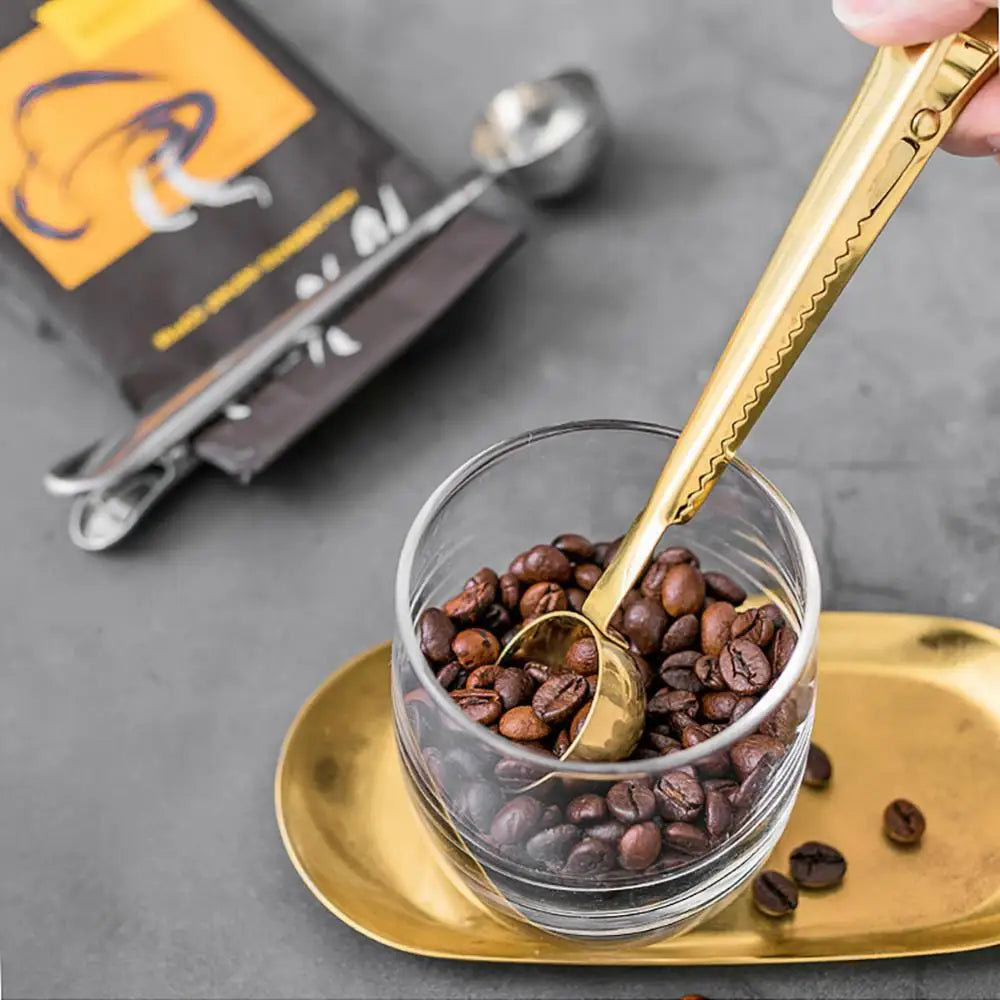 Stainless Steel Coffee Spoon Clip – 7 Inch Dual Function Bag Sealer and Measuring Spoon Coffee Accessory