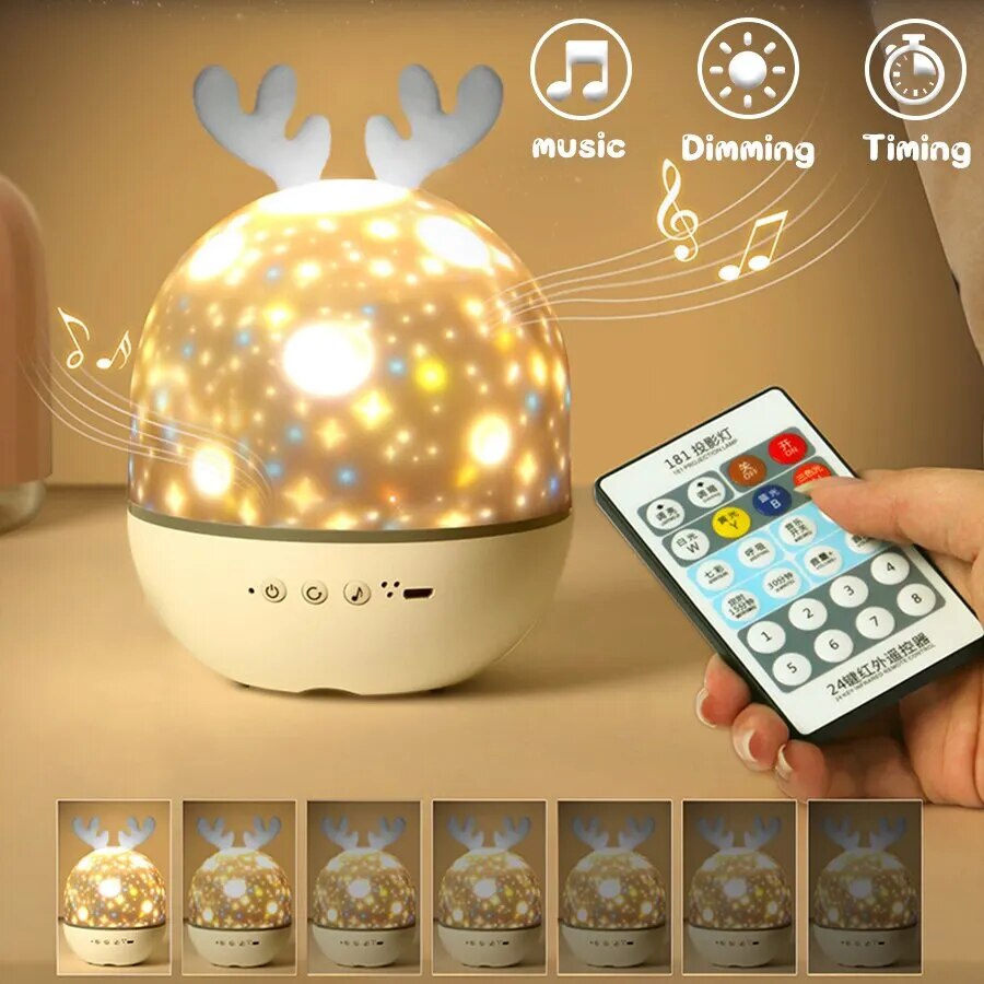 Star Projector Night Light for Kids Room – LED Rotating Galaxy Lamp with 6 Color Modes & USB Rechargeable Battery – Nursery Ceiling