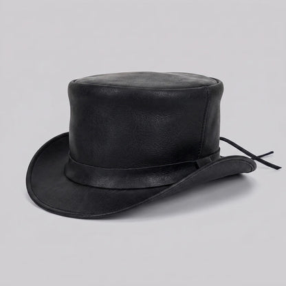 Steampunk Top Hat | Leather Finish with Shapeable Brim | Unique Style for Festivals and Events