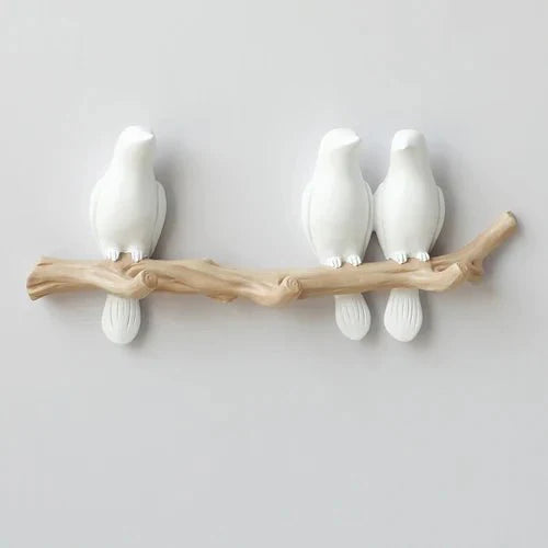 Bird Hook Wall Mounted Coat Rack Resin Decorative Entryway Hanger for Coats Hats Bags Bedroom Hallway Office Organizer