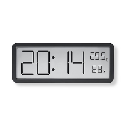 LED Clock with Temperature and Humidity Monitor 7.9 Inch Acrylic Display Bedroom Office Desk Wall Timer Indoor Climate Tracker