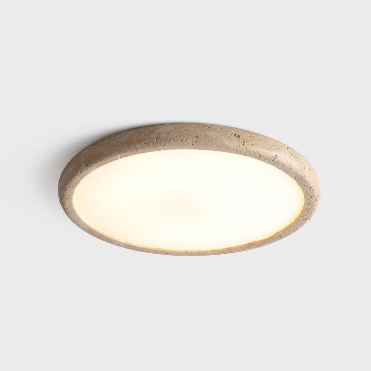 Lámpara LED de techo empotrada de piedra redonda, 15-23 pulg., luz cálida, aplique de travertino natural, diseño minimalista moderno para dormitorio, sala de estar, pasillo y entrada