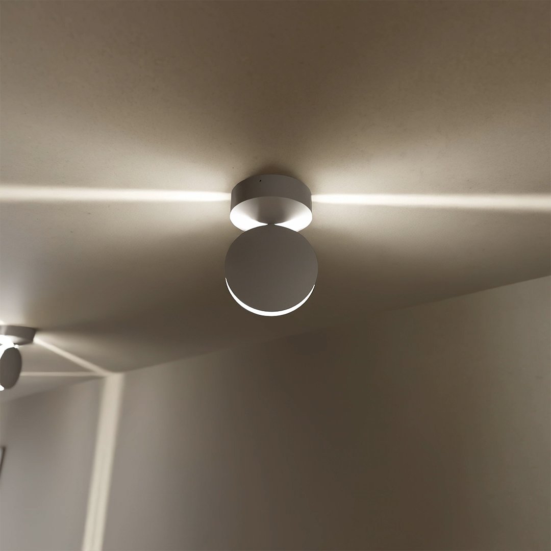 Dual-Beam Rotating Wall Light Fixture with Adjustable 360° Swivel Head for Living Room Bedroom Hallway Accent Illumination