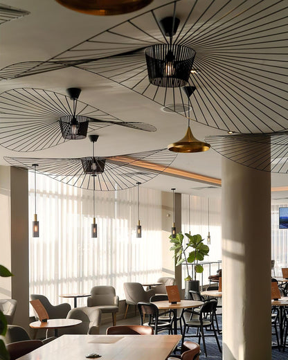 Oversized Woven Ceiling Fixture 47 in Black for Dining & Living Rooms Statement Lighting Above Tables Modern Handcrafted Fiber Shade