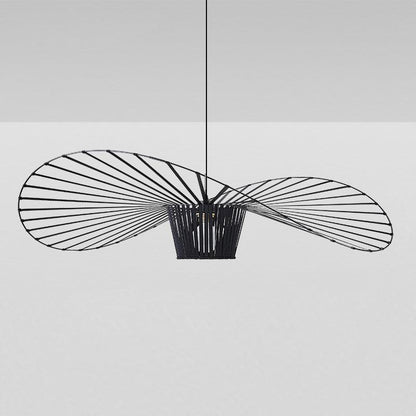 Oversized Woven Ceiling Fixture 47 in Black for Dining & Living Rooms Statement Lighting Above Tables Modern Handcrafted Fiber Shade
