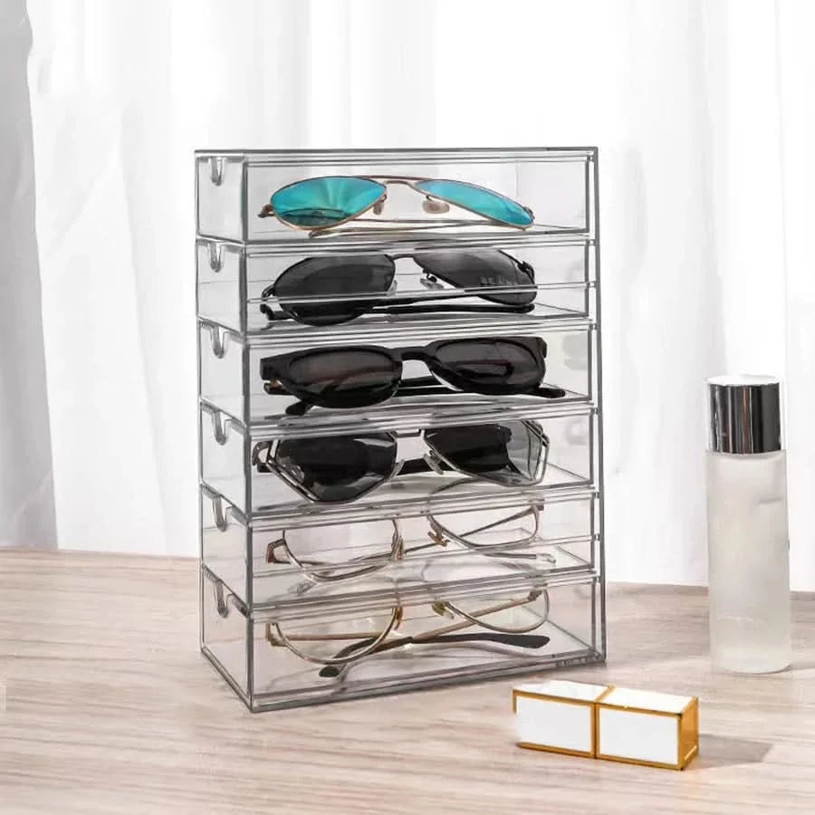 SHADELIVA – Acrylic Sunglasses Display Stand with Storage Drawers
