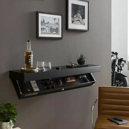 Stylish Floating Wall Shelf with Hidden Compartment | Wood Finish for Organized Living