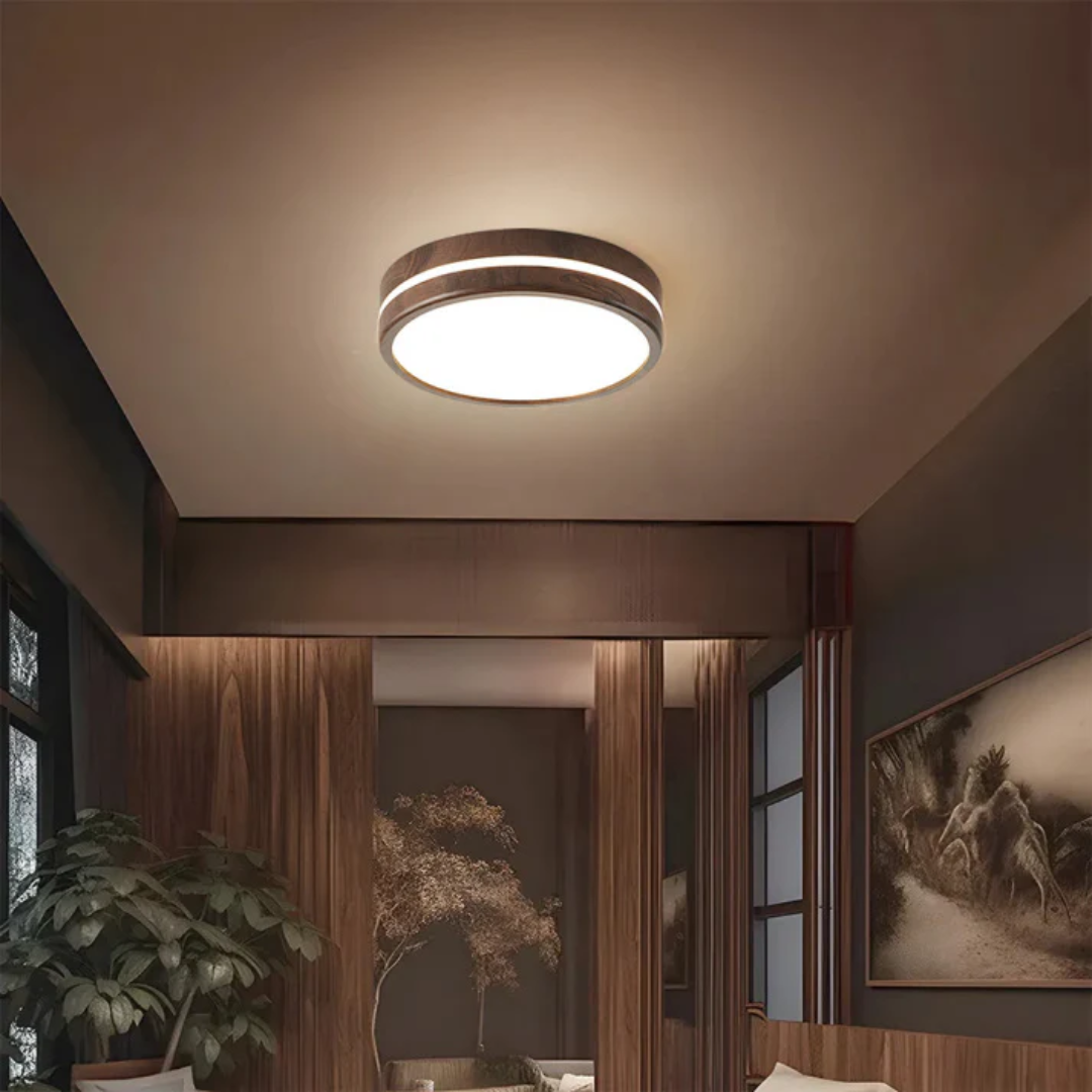 Stylish LED Ceiling Lamp with Wood Finish – Modern Lighting for Living Spaces