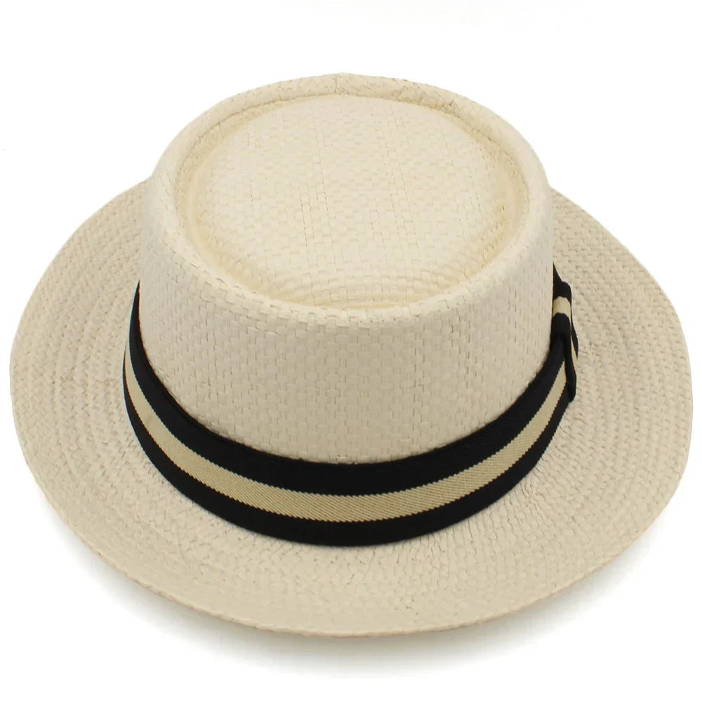 Ortekor Stylish Straw Pork Pie Hat | Lightweight Summer Sunhat for Cool Comfort