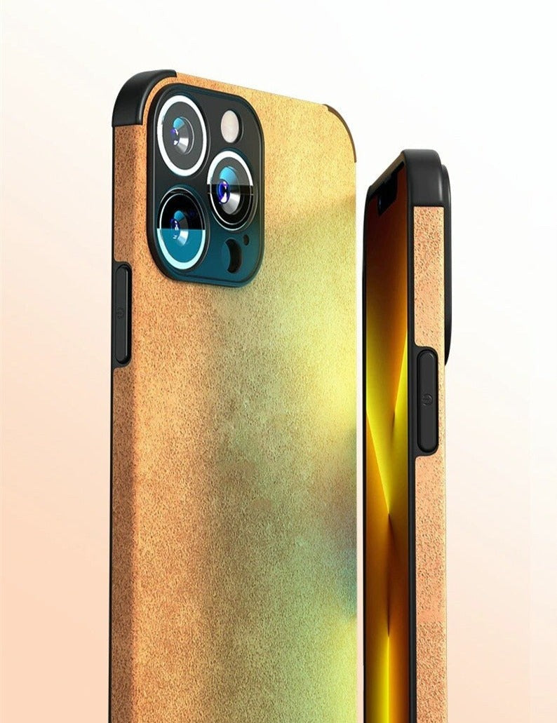 Protective Suede-Textured iPhone Case with Raised Edges and Camera Guard for iPhone 12-17 Series