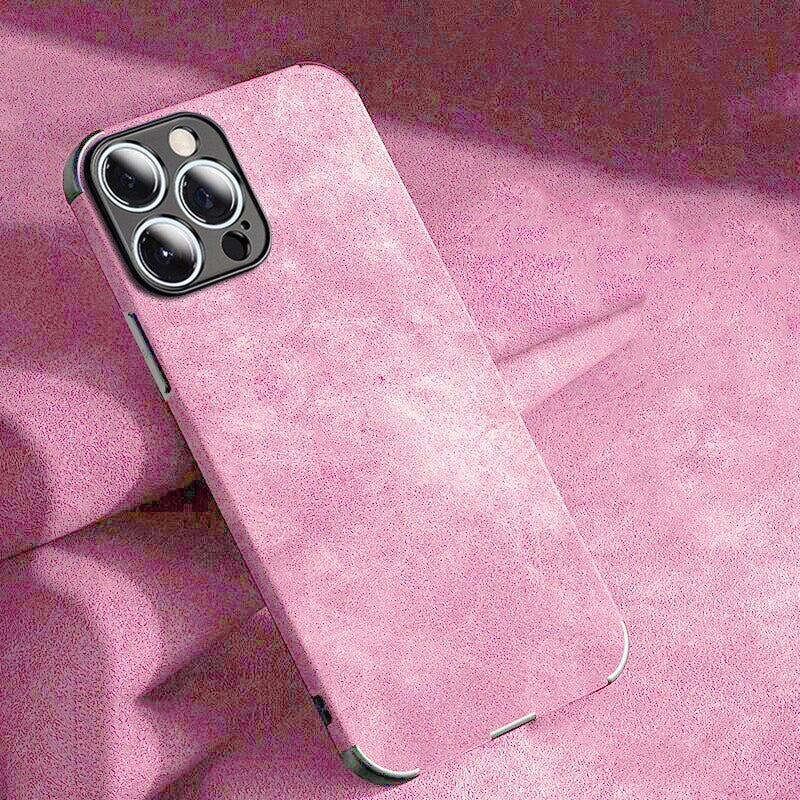 Protective Suede-Textured iPhone Case with Raised Edges and Camera Guard for iPhone 12-17 Series