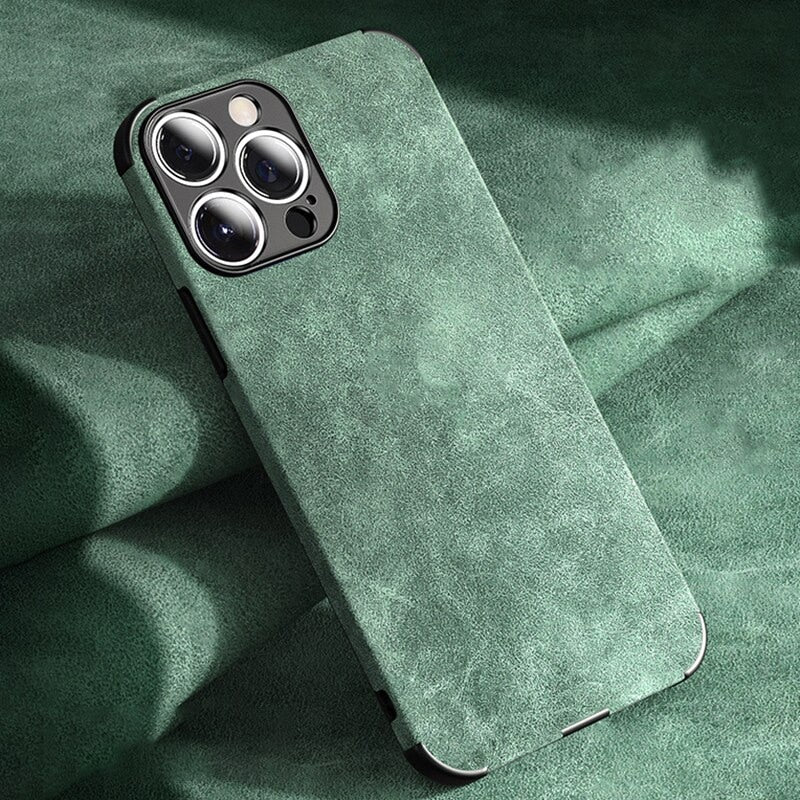 Protective Suede-Textured iPhone Case with Raised Edges and Camera Guard for iPhone 12-17 Series