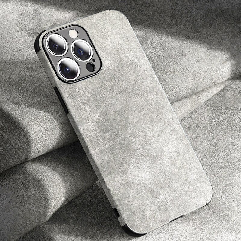 Protective Suede-Textured iPhone Case with Raised Edges and Camera Guard for iPhone 12-17 Series