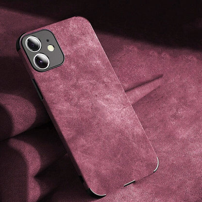 Protective Suede-Textured iPhone Case with Raised Edges and Camera Guard for iPhone 12-17 Series