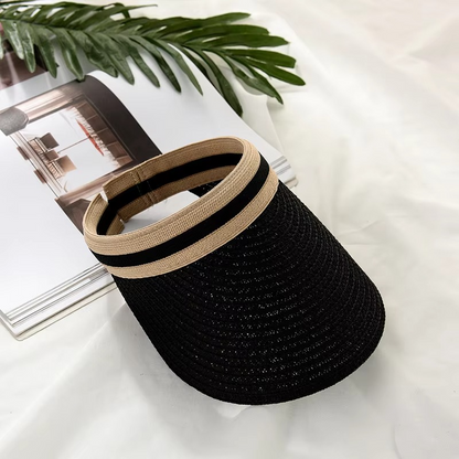 Sun Visor Hat for Women and Men, Wide Brim Straw Visor with UV Protection and Open Top, Sun Protection Hat for Beach