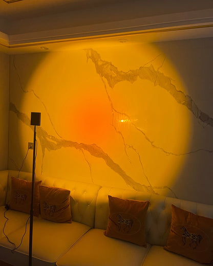 Sunset Red Halo Circle Floor Lamp with Adjustable Color Temperature for Living Room & Studio Ambiance | Modern Minimalist Gradient Light