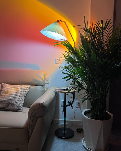 Sunset Red Halo Circle Floor Lamp with Adjustable Color Temperature for Living Room & Studio Ambiance | Modern Minimalist Gradient Light