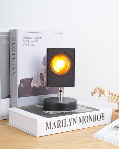 Ambient LED Light Projector Aluminum 4.7×7.8 in Black Red Glow Circle for Bedroom Living Room Home Office Desktop Nightstand