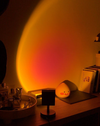 Ambient LED Light Projector Aluminum 4.7×7.8 in Black Red Glow Circle for Bedroom Living Room Home Office Desktop Nightstand