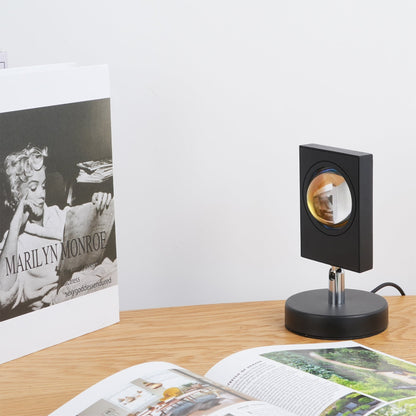 Ambient LED Light Projector Aluminum 4.7×7.8 in Black Red Glow Circle for Bedroom Living Room Home Office Desktop Nightstand