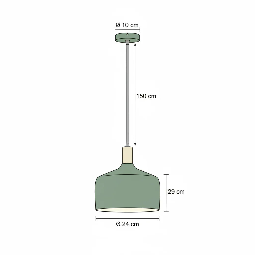 Overhead Drop Ceiling Fixture 9.4 Inch Shade Aluminum E27 Socket Green for Dining Room Kitchen Island Scandinavian Style Hanging Lamp