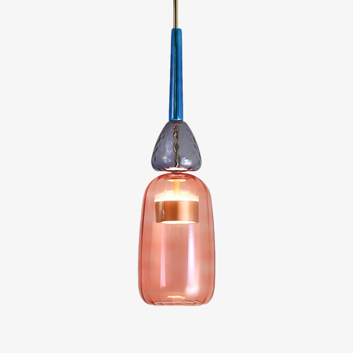 Tinted Glass Drop Light with Height-Adjustable Cord 47 in LED Overhead Fixture for Dining Tables Kitchen Islands Contemporary Suspended Ceil